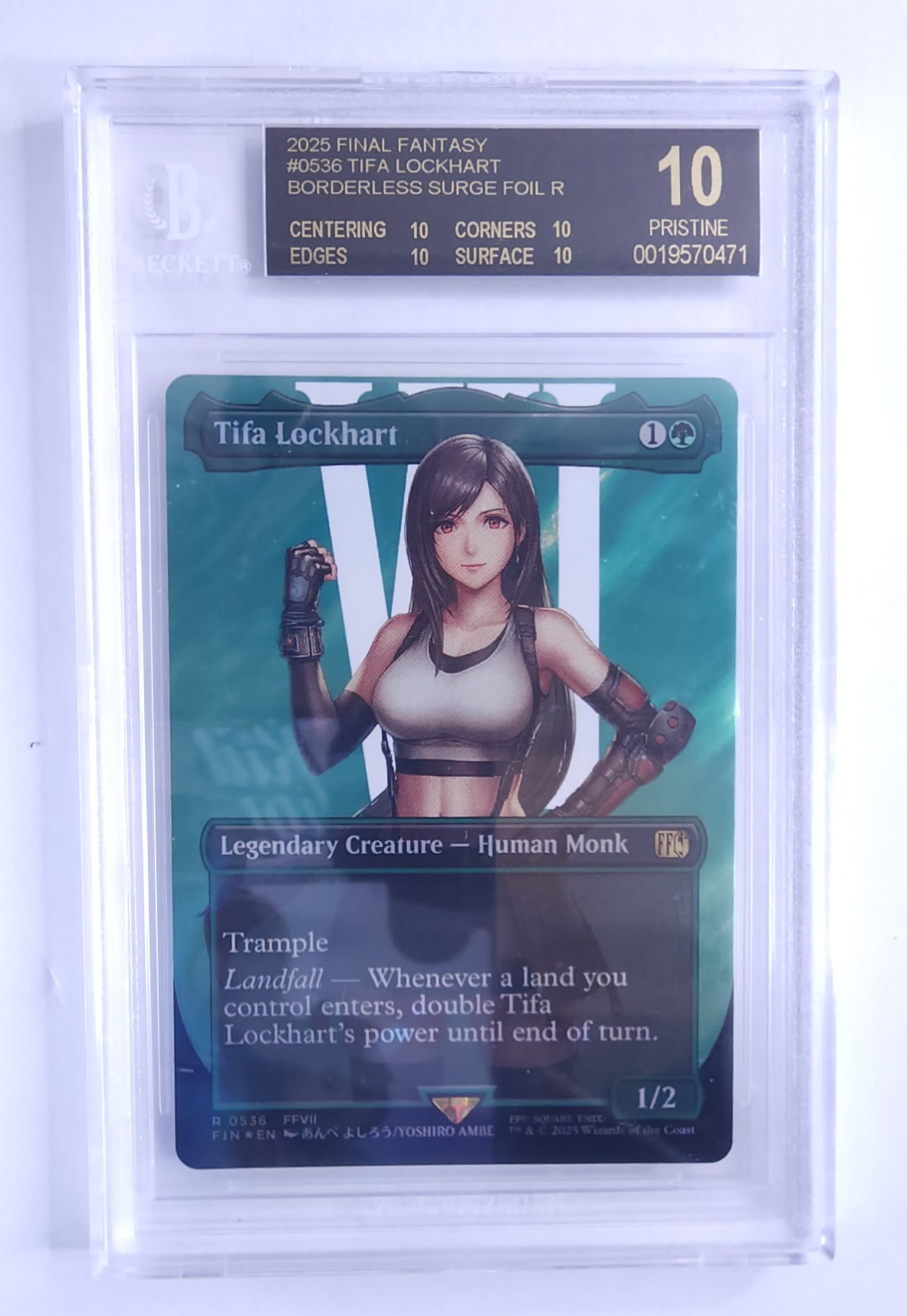 2025 MTG Final Fantasy Tifa Lockhart,Monk Borderless Surge Foil BGS Black Label Pristine 10 